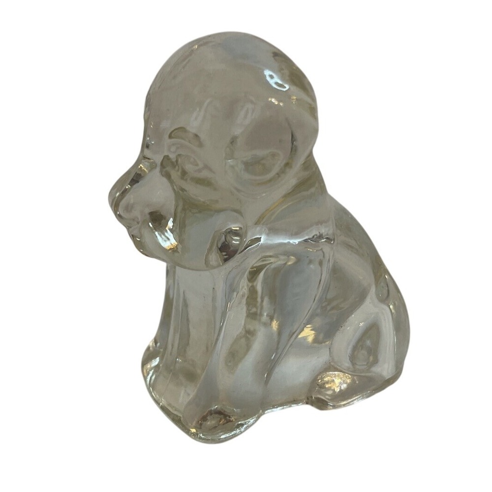 Clear Glass Puppy Dog Figurine Paperweight Home Decor‎ Cute Animal